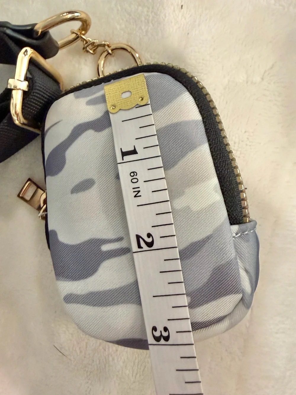 Gray Camo Mini Backpack Convertable Handbag, Adjustable Straps & Gold Hardware
